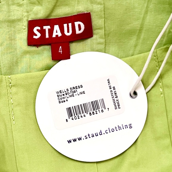 🌺🎉HP🎉🌺 NWT Staud Wells Midi Dress Lime - Picture 16 of 16